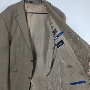 BRANDINI Mens Blazer 50‎ R Houndstooth Wool Jacket Brown Tan Size M